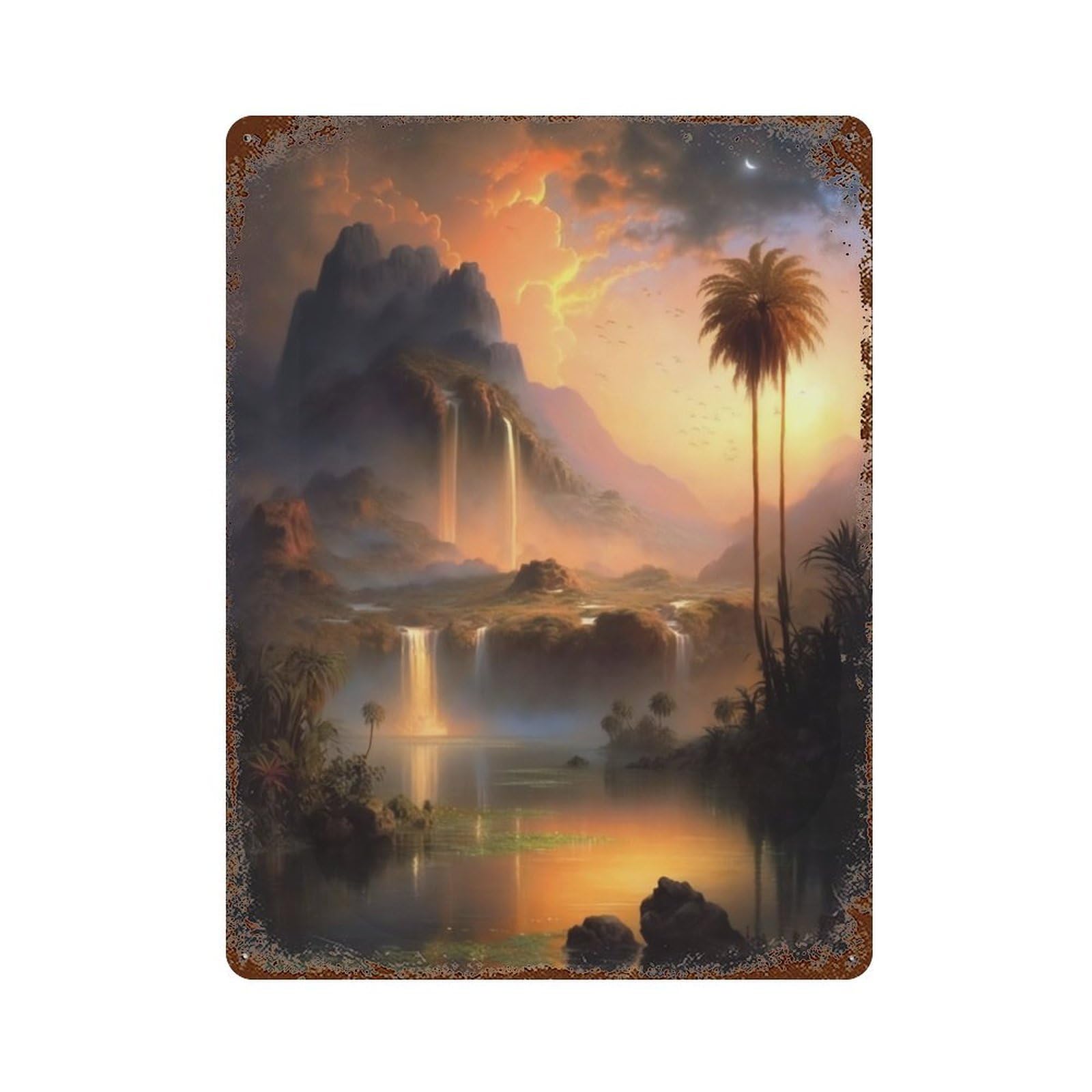 The Mountain Oasis Rusty Metal Tin Sign 15.7"x11.8", Ideal for Pub, Kitchen And Man Cave Decor