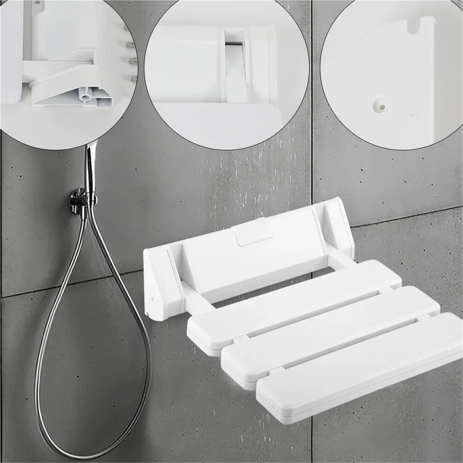 Asiento Ducha Pared Montada Silla Plegable for Asiento de Ducha | Con soporte plegable for baño montado en la pared, taburete que ahorra espacio