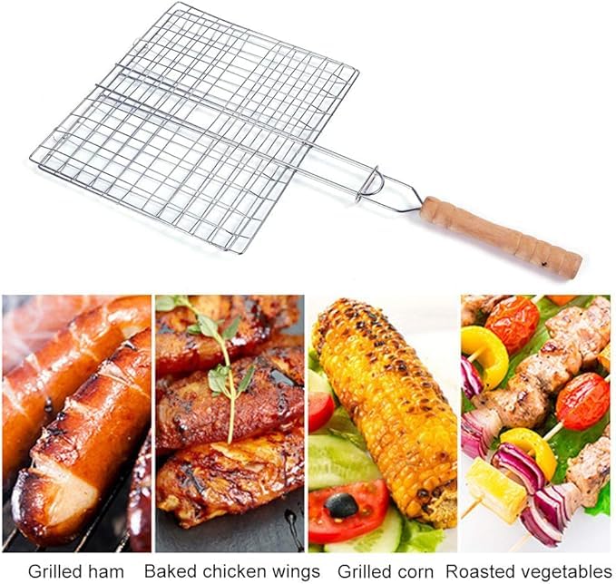 Image of Permafrost Portable BBQ Kabob Grill Basket, BBQ Grilling Basket for Outdoor Grill, Stainless Steel Grill Heavy Duty Grill Baskets, BBQ Tool for Steak, Potatoes, Chops, Kabob