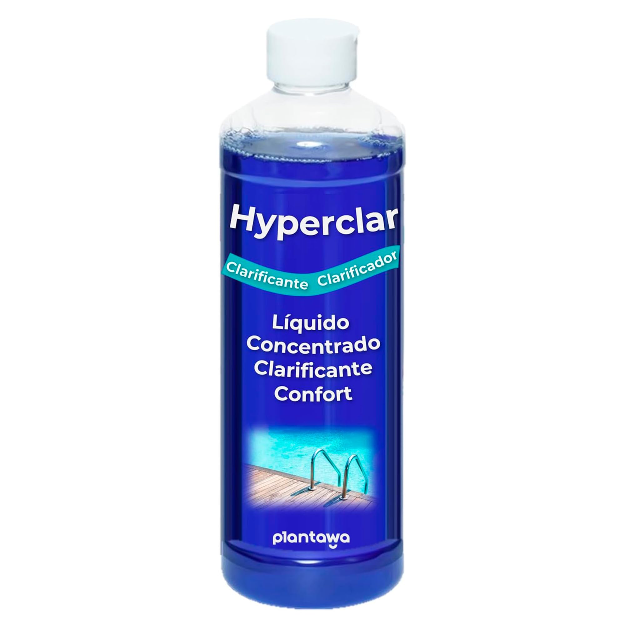 PLANTAWA Clarificador de Agua Piscinas 500 ml | Clarificante Piscina Super Concentrado para Eliminar Turbidez y Grasa | Eliminador de Turbidez Piscina de Fácil Dosificación. Agua Transparente