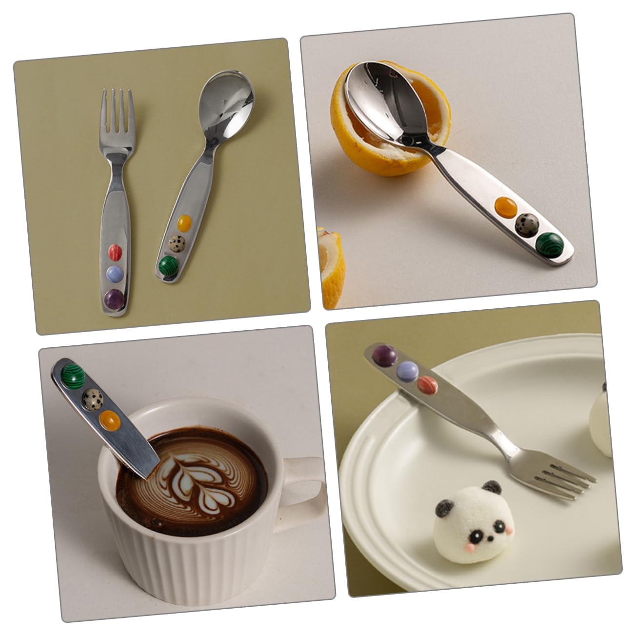 FUNOMOCYA 1 Set Long Fork Multi-function Appetizer Fork Party Dessert Spoon Cute Silverware Yogurt Spoon Reusable Salad Fork Cocktail Spoons Stirrer Coffee Spoon Stainless Steel