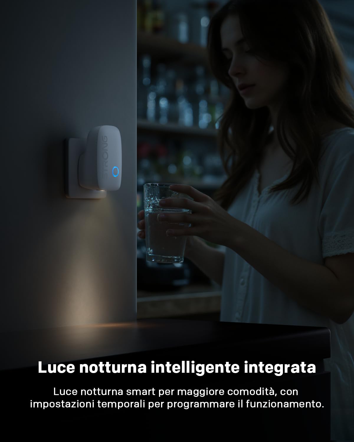 STRONG Ripetitore WiFi Dual Band AC1200Mbps, Ripetitore WiFi potente per casa, Porta Ethernet 100Mbps, Access Point, Lampada Notturna Intelligente, Compatibile con Router, Installazione Facile