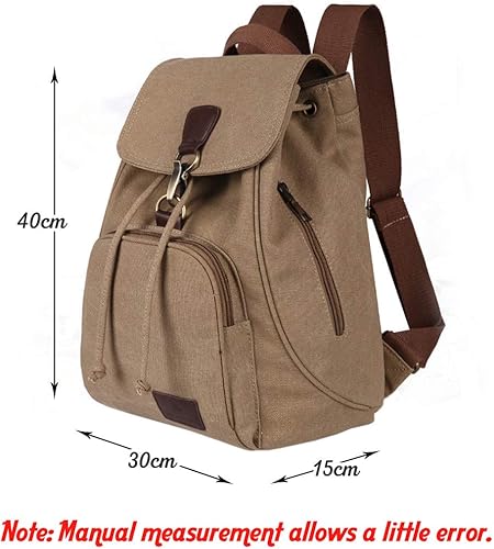 Miniatura 3 de WITERY Mochilas de lona para mujer, bolso casual para compras al aire libre, mochila deportiva, senderismo, viajes, bolsa multiusos, Caqui, Mochilas