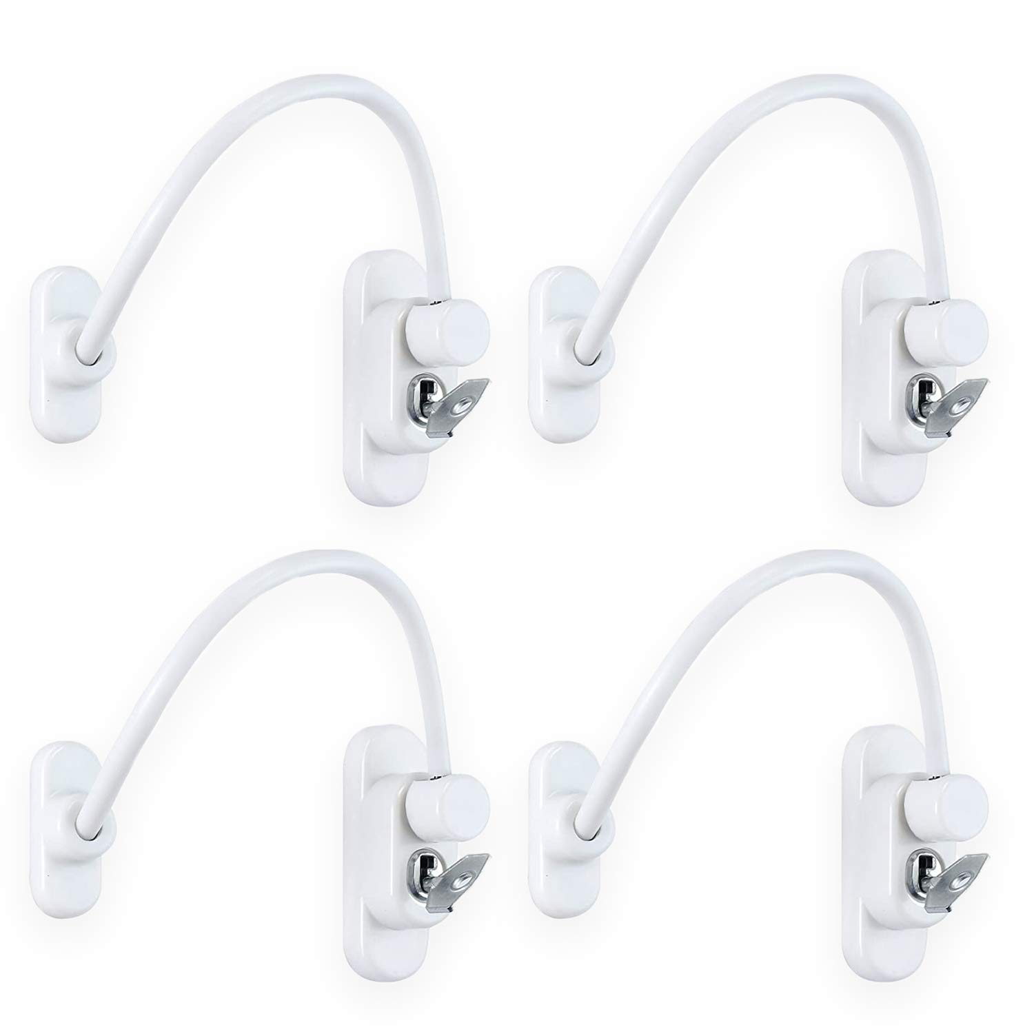 Buy XFORT® 4 Pack White Lockable Window Restrictor with Key, 20cm Cable