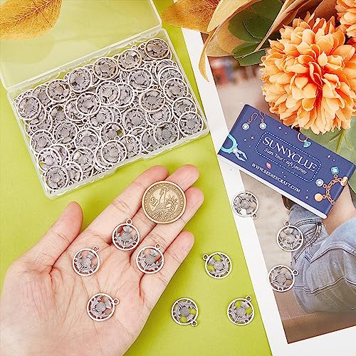 SUNNYCLUE 1 Box 120Pcs Thistle Charms Bulk Scotland Thistle Charm Tibetan Style Alloy Scottish Scotland Charm Flat Round Flower Pendants for Jewellery Making Charms DIY Earrings Necklace Crafts UK - Image 3