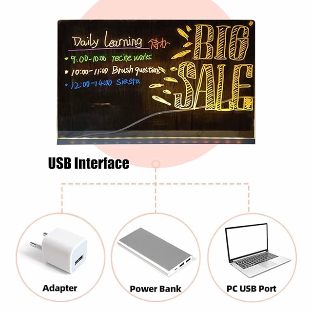 Foto 4 de 7 de Led Note Board with Colors,Led Drawing Board with 7 Colors Pen/Stand,Lighted Acrylic Dry Erase Board,Magic…