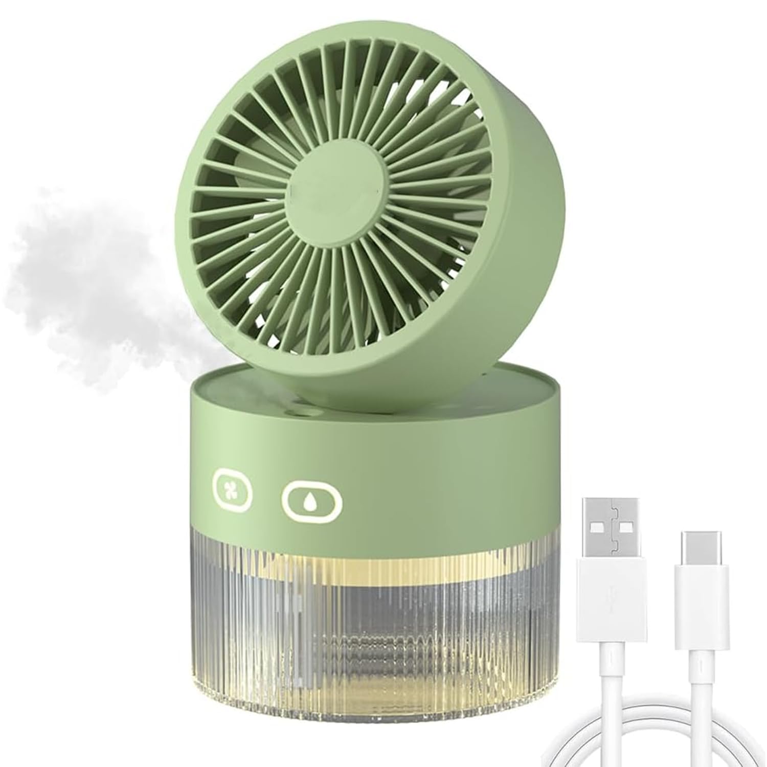 BELLSBERRY Mini Air Cooler | Portable Air Conditioner Fan with Humidifier & Cool Mist Spray | USB Powered Desktop Personal Cooling Fan | Small Evaporative Air Cooler for Home, Office & Bedroom (Green)