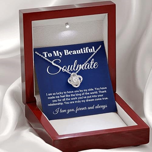 Miniatura 5 de to My Soulmate Love Knot Necklace - My Lovely Wife Gifts for Girlfriend Romantic Gifts for Her from Husband to Wife Valentines Day for Wife WF9