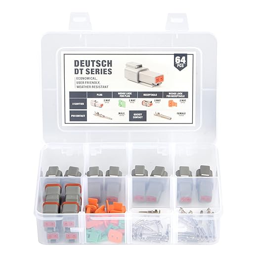 IWISS 2 Pin Way Deutsch DT Gray Connector Assortment(8 Pairs), Size 16 Stamped Contacts, Auto Electrical Wiring Connectors