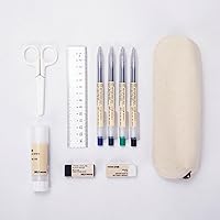 Vista 5 de Caja de lápices de lona de algodón y bolsa de lápices multifuncional simple con cremallera Almacenamiento portátil (negro)