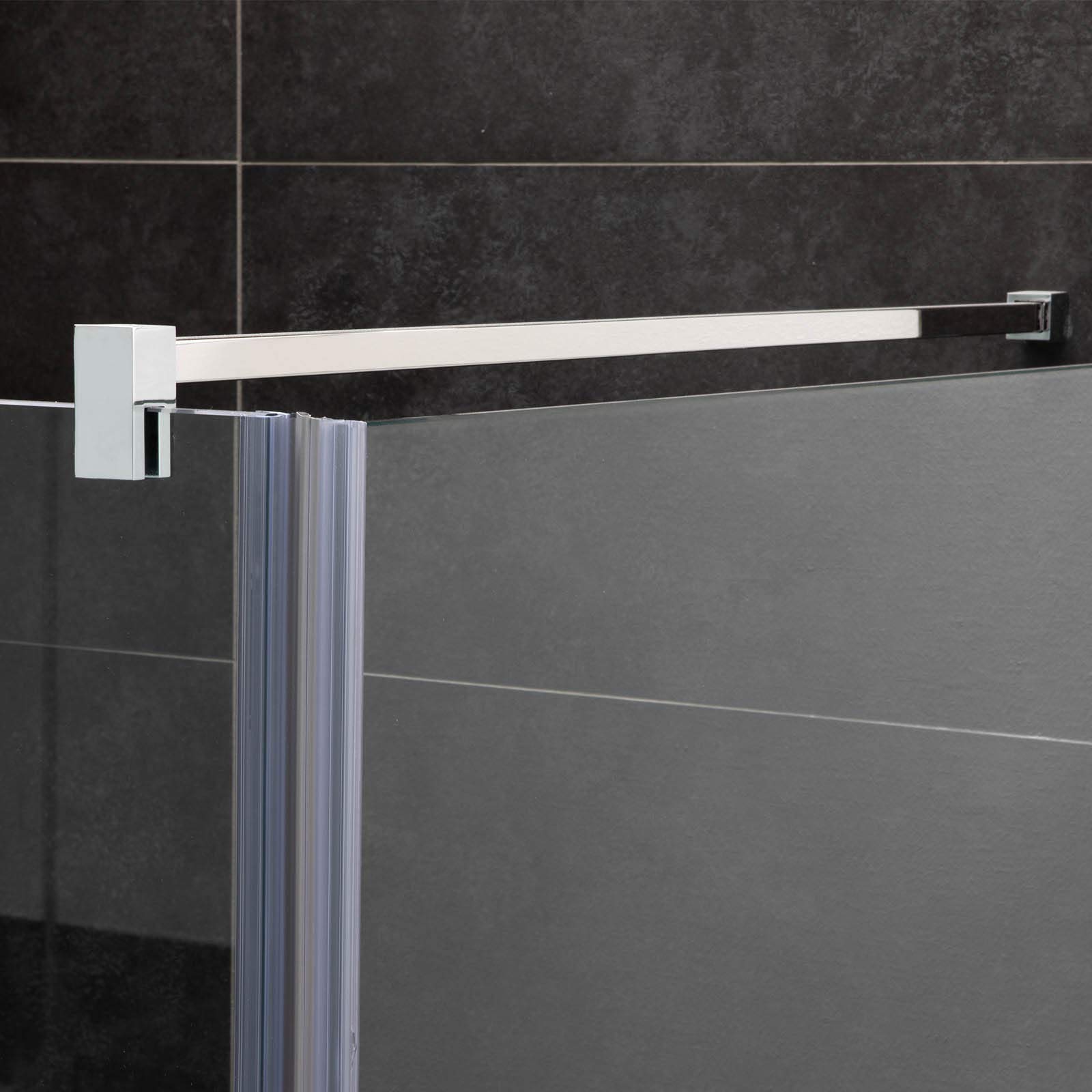 Stabilisierungsstange für Duschen, Stabilisator Duschwand, Stabilisationsstange Glas-Wand (100cm, Chrom Eckig)
