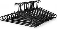 Kit 30 Cabides Antideslizantes Reforçados (Preto) Multiuso | Porta-Gravata, Cinto e Ganchos | Para Camisas, Camisetas, Calças, Vestidos, Casacos, Saias e Ternos | Organização de Guarda-Roupas