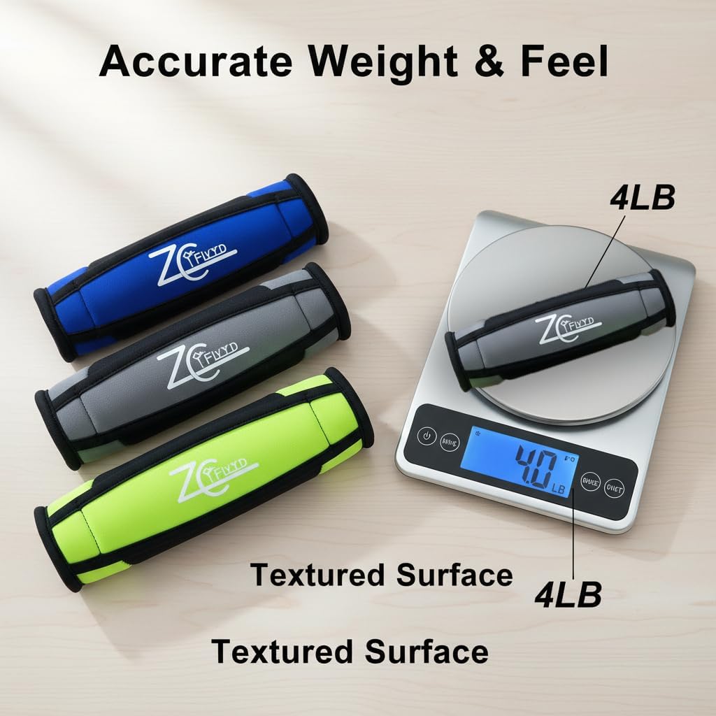 Hand Weights Set for Women & Men, 2lbs 3lbs 4lbs Soft Dumbells Set of 6, Walking Weight Sets with Hand Strap, Home Workout, Strength Training, Fitness, Jogging (2lbs x2, 3lbs x2, 4lbs x2)