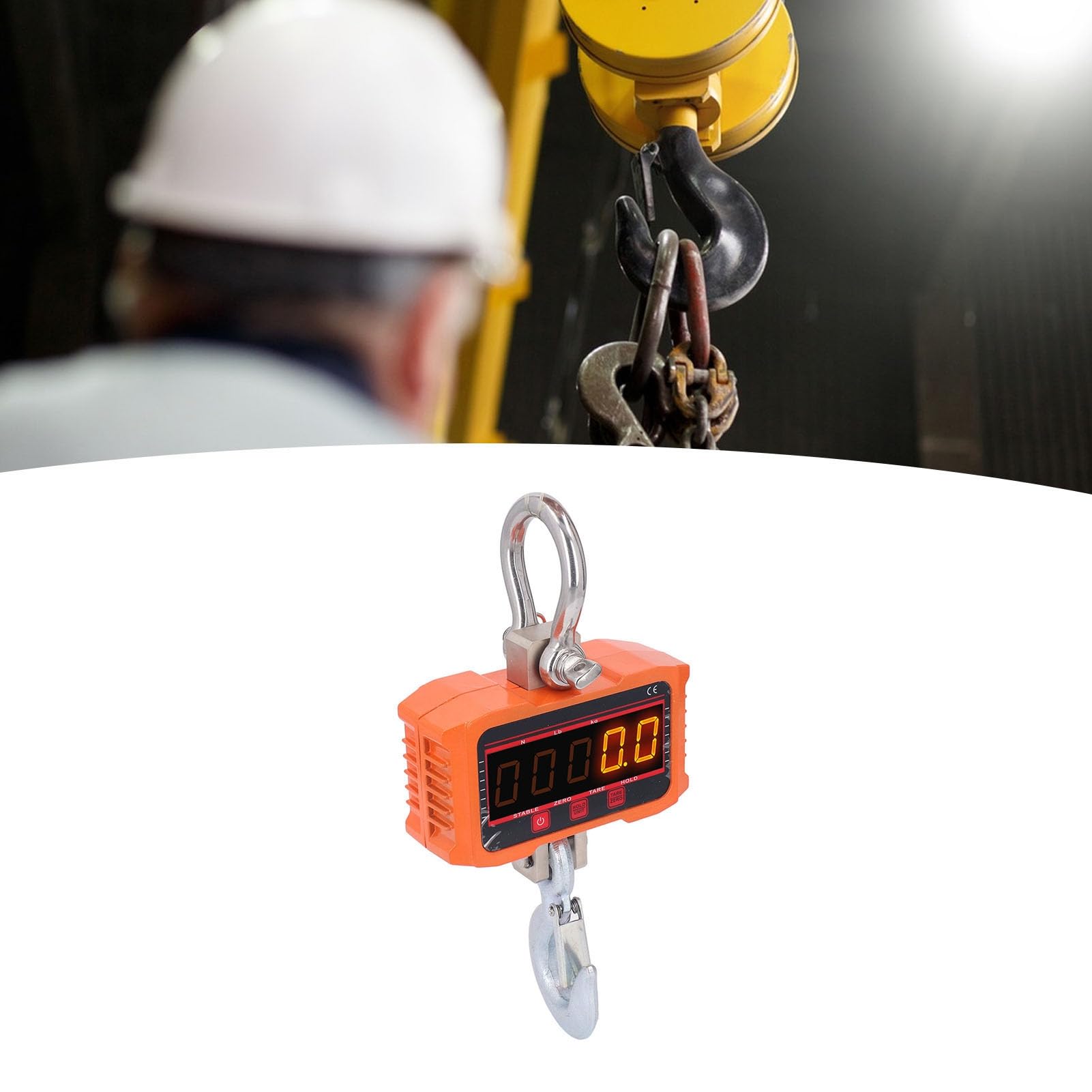 TOPINCN Báscula Electrónica de Grúa con Pantalla LED Roja y Verde de Alta Precisión para Pesaje Industrial, Báscula Resistente de 5 Dígitos de 0,8", Acero de Aleación, Carga Máxima del 125%