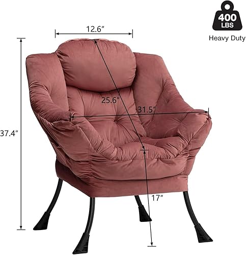 Miniatura 3 de HollyHOME - Silla perezosa con reposabrazos y bolsillo lateral, silla de sala cómoda y decorativa, sillón de sofá para sala de estar, recámara,