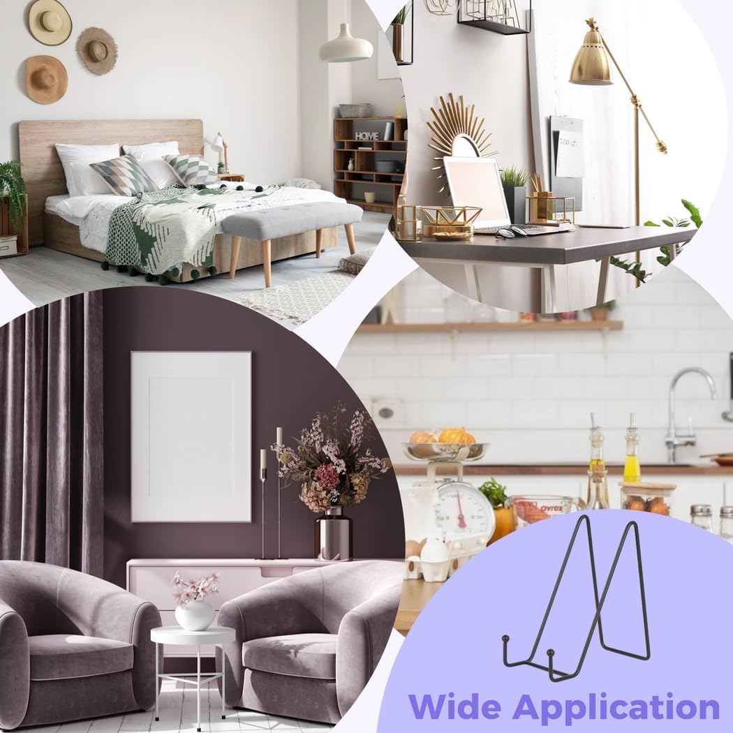 10-Pack Decorative Plate Stands, Metal Display Holders for Photos, Books, and Art