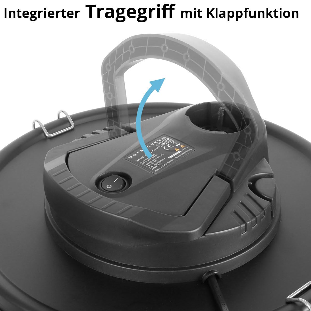 STAHLWERK Aspiratore per cenere – 1000 Watt di potenza, grande serbatoio da 20 litri, aspirapolvere per camino con filtro HEPA e funzione di soffiaggio, per ceneri fredde, forno, barbecue e officina