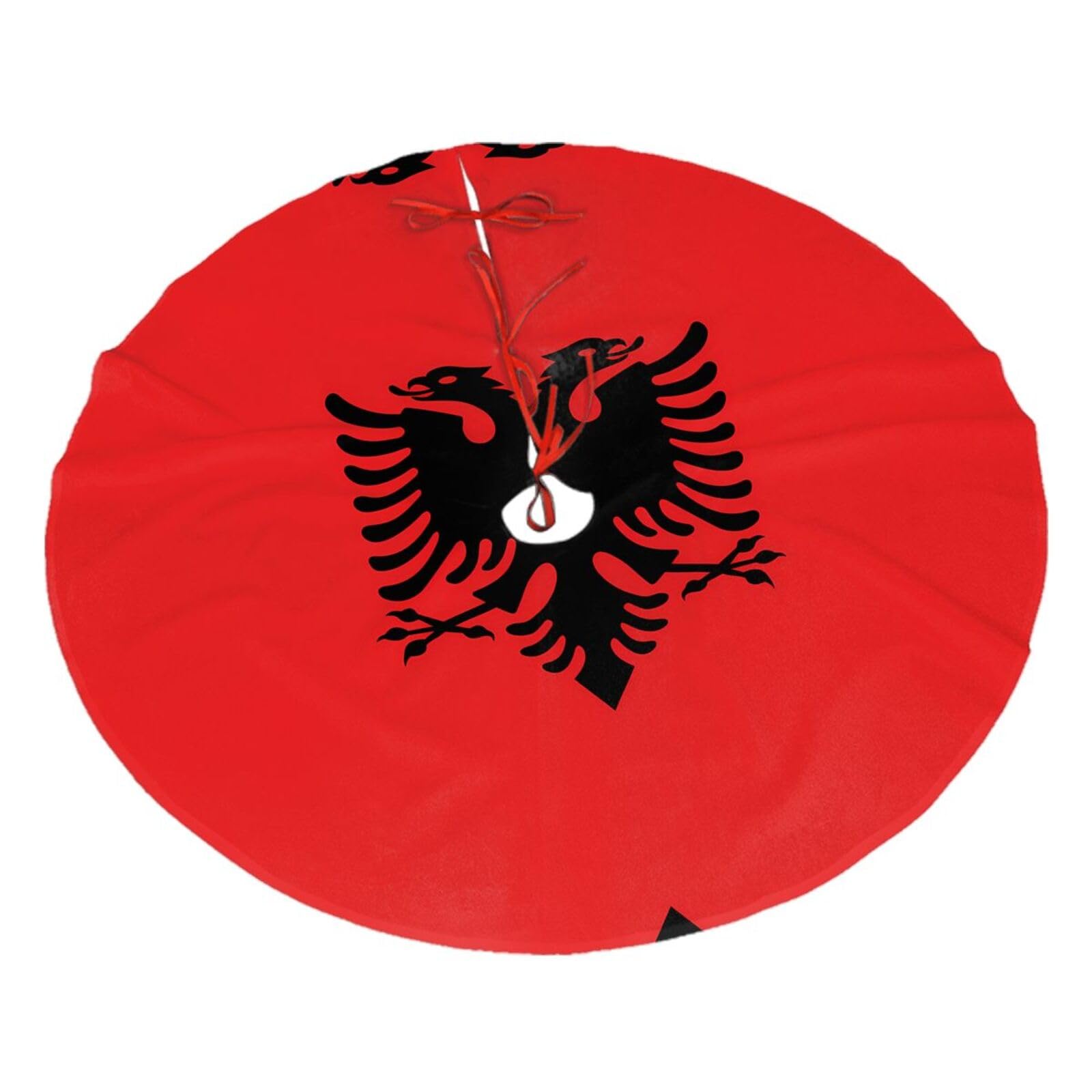 Albanian flag48 Christmas Tree Skirt Christmas Plush Tree Skirt Indoor and Outdoor Decoration