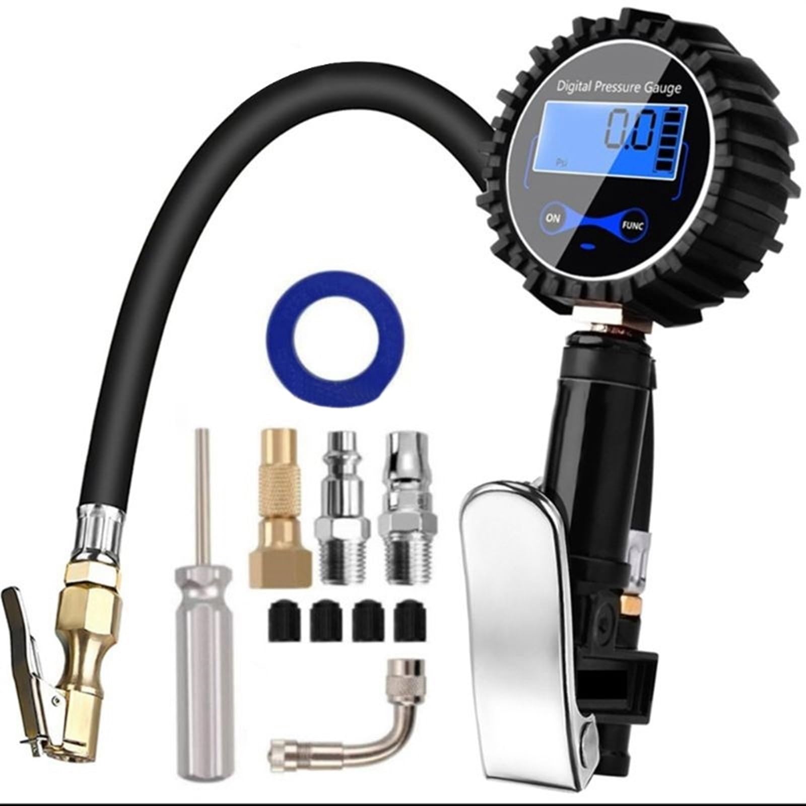 Manometre Pression Pneu Coupleur de connexion rapide de pompe de compresseur d'air de jauge de pression de gonfleur de pneu numérique for la moto de camion de voiture Gonfleur Pneus Voiture (Color :
