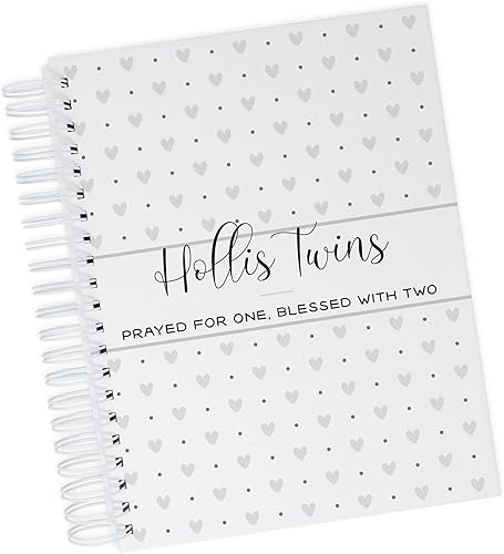 Libro de recuerdos personalizado para bebés gemelos, álbum de tapa dura para el primer año personalizado con los nombres de los bebés - Diario para