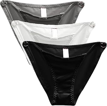 Sexy Satin Underwear for Women - Low Waist Hipster Cheeky Panties Lady Invisible Bikini Briefs 3-Pack