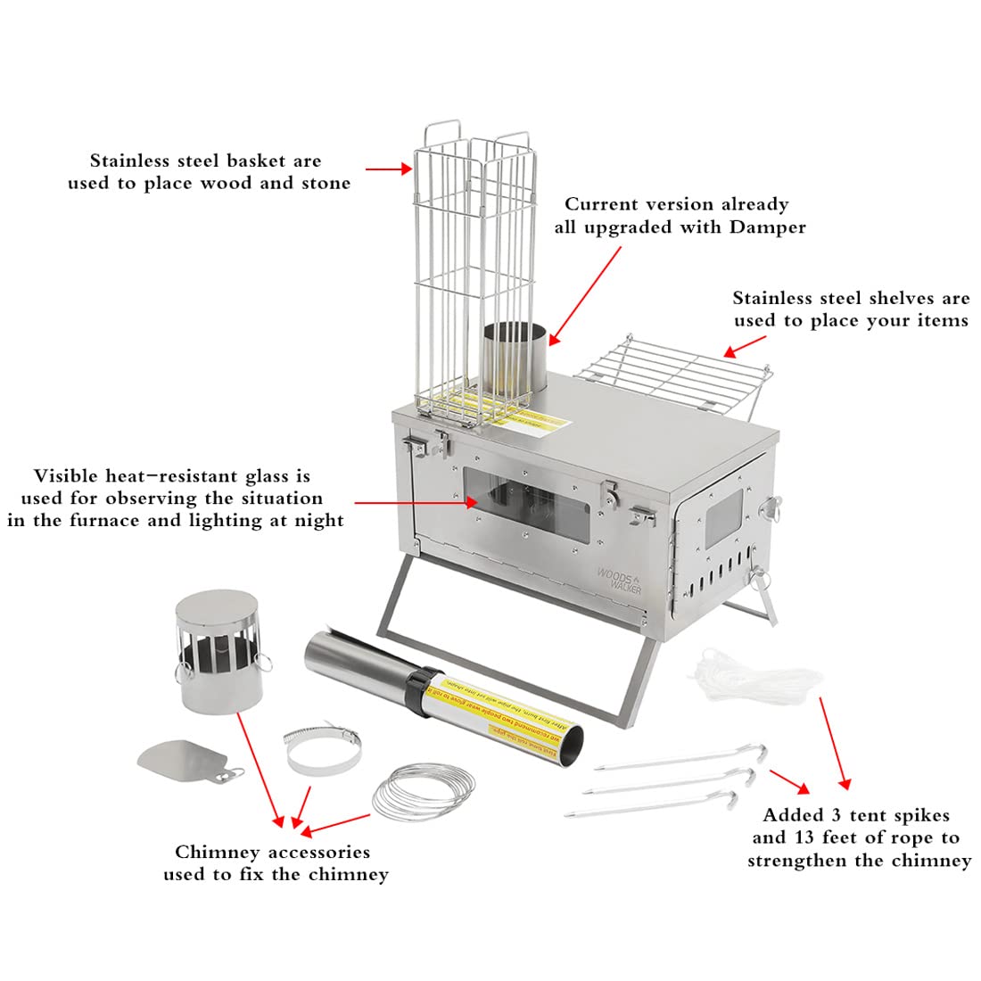 Kcelarec Outdoor Titanium Camping Tent Stove, Outdoor Wood Burning