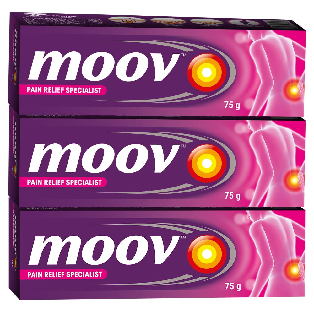 Moov Fast Pain Relief Cream - 75g | Suitable for Back Pain, Muscle Pain, Joint Pain, Knee Pain | 100% Ayurvedic Formula | Suitable for Sports & Gym related injuries (Pack of 3) (B0BT1SNSW2) Amazon Price History, Amazon Price Tracker