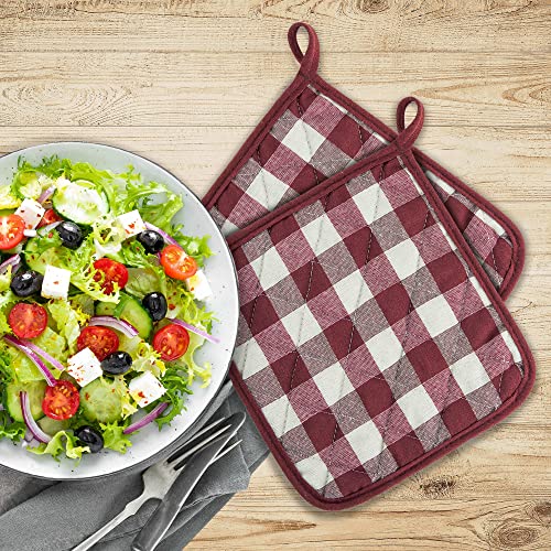 Achim Home Furnishings Buffalo - Soporte para ollas, color burdeos Cover