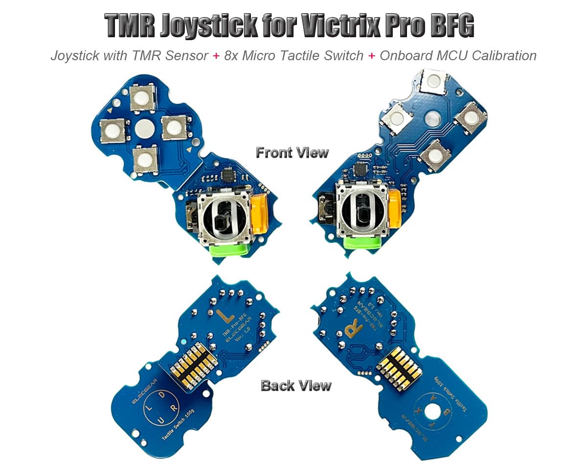 ElecGear TMR Joystick y 8x Microinterruptores Táctiles Repuesto para Victrix Pro BFG Mando, Módulo PCB para Sticks Izquierdo y Derecho con D-Pad y Botones de Función ABXY