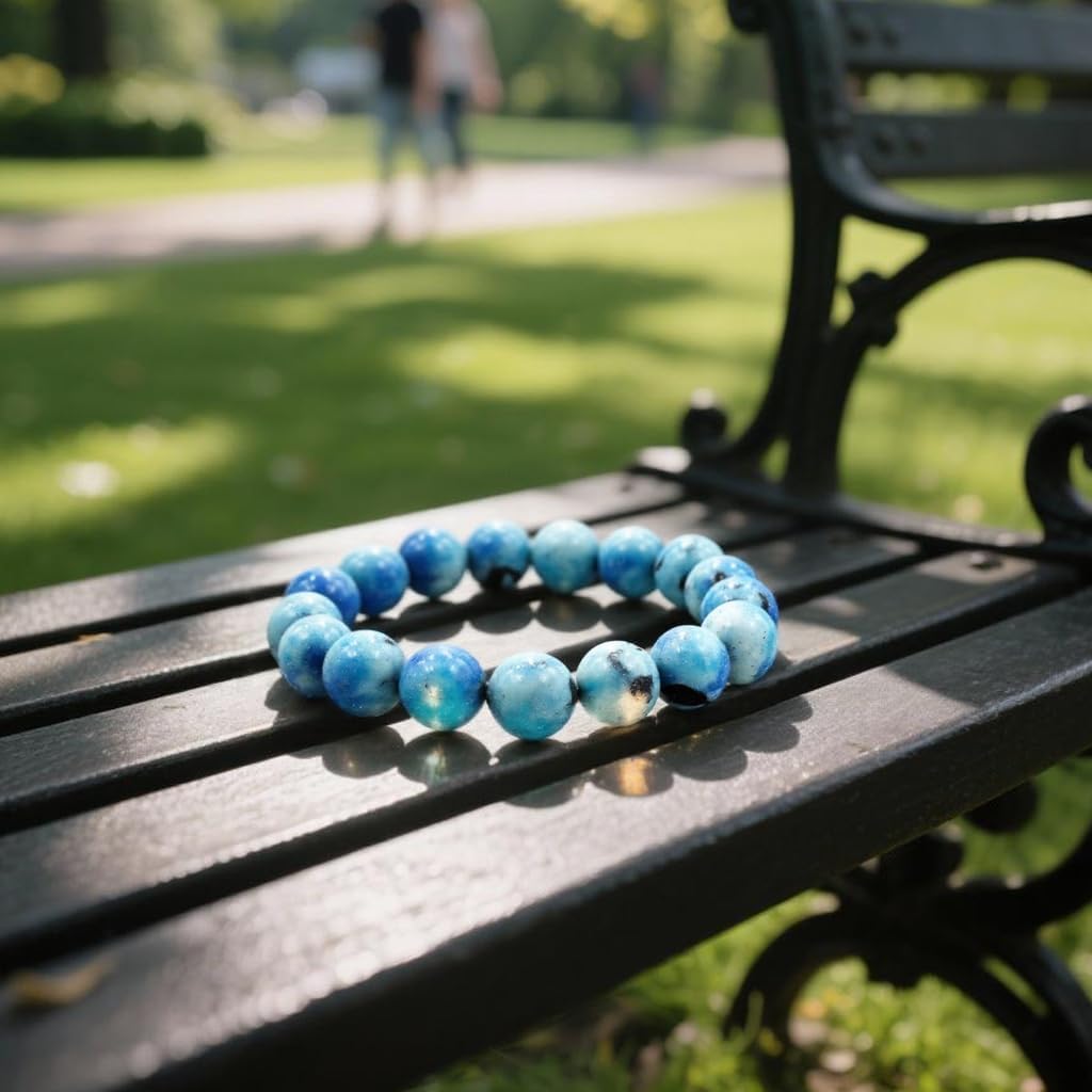 Natural Energy Healing Stone Charm Bracelet 8mm Natural Energy Healing Lava Rock Bracelet - Unisex - Image 9