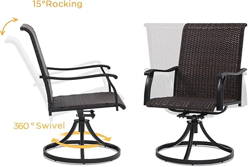 Miniatura 7 de VICLLAX Juego de 4 sillas de mimbre para exteriores, sillas de comedor de ratán para patio con marco resistente a la intemperie para jardín, porche,