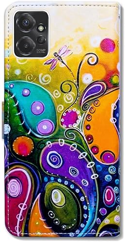 Miniatura 7 de Funda para Moto G Power 5G, diseño de libélula colorida funda de piel con tapa para teléfono con ranura para tarjetas, soporte para Motorola Moto G