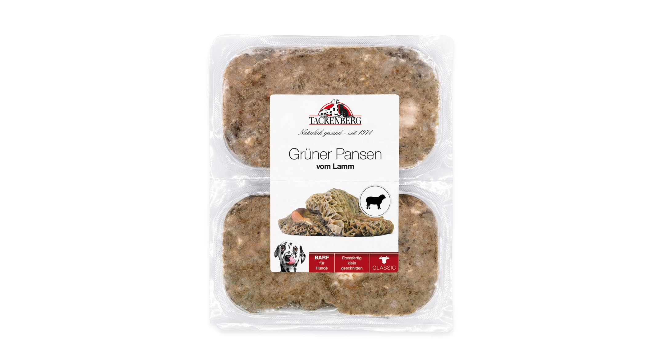 TACKENBERG Barf grüner Pansen vom Lamm für Hunde - 28 x 500 g - leckeres Frostfleisch als Hundefutter in Premiumqualität - geeignetes Gefrierfutter für deinen Vierbeiner - ohne Zusatzstoffe