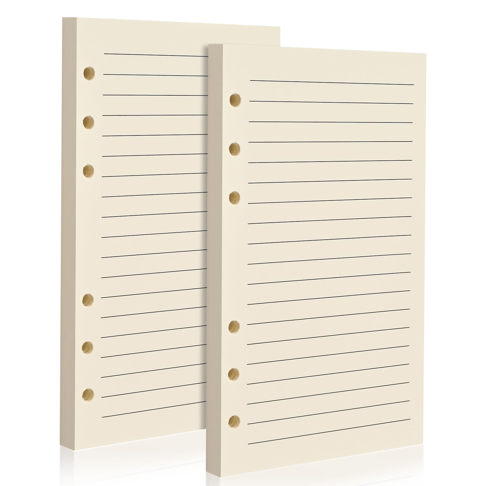 A6 6-Hole Lined Refill Paper-100gsm Beige Fountain Pen & Gel Pen Friendly-Double-Sided Writing Supported(2 Pack)