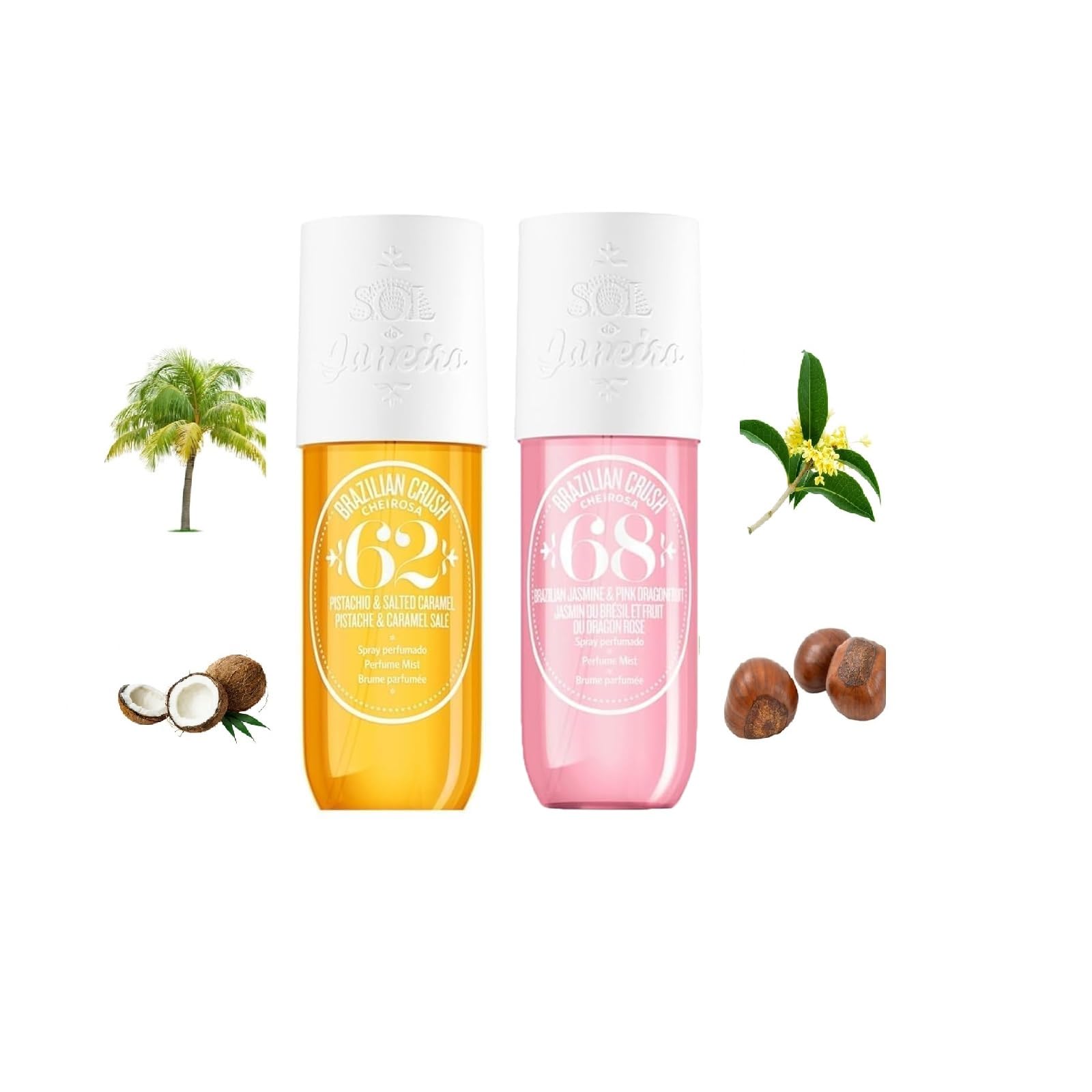 2-Pack Brazilian Parfum Crush Fragrance Spray, 90ml Hair and Body Fragrance Mist, Body Fragrance Perfume, Fruity Body Spray Body Splash Women Long Duration Fragrance Spray Scent Moisturize Skin