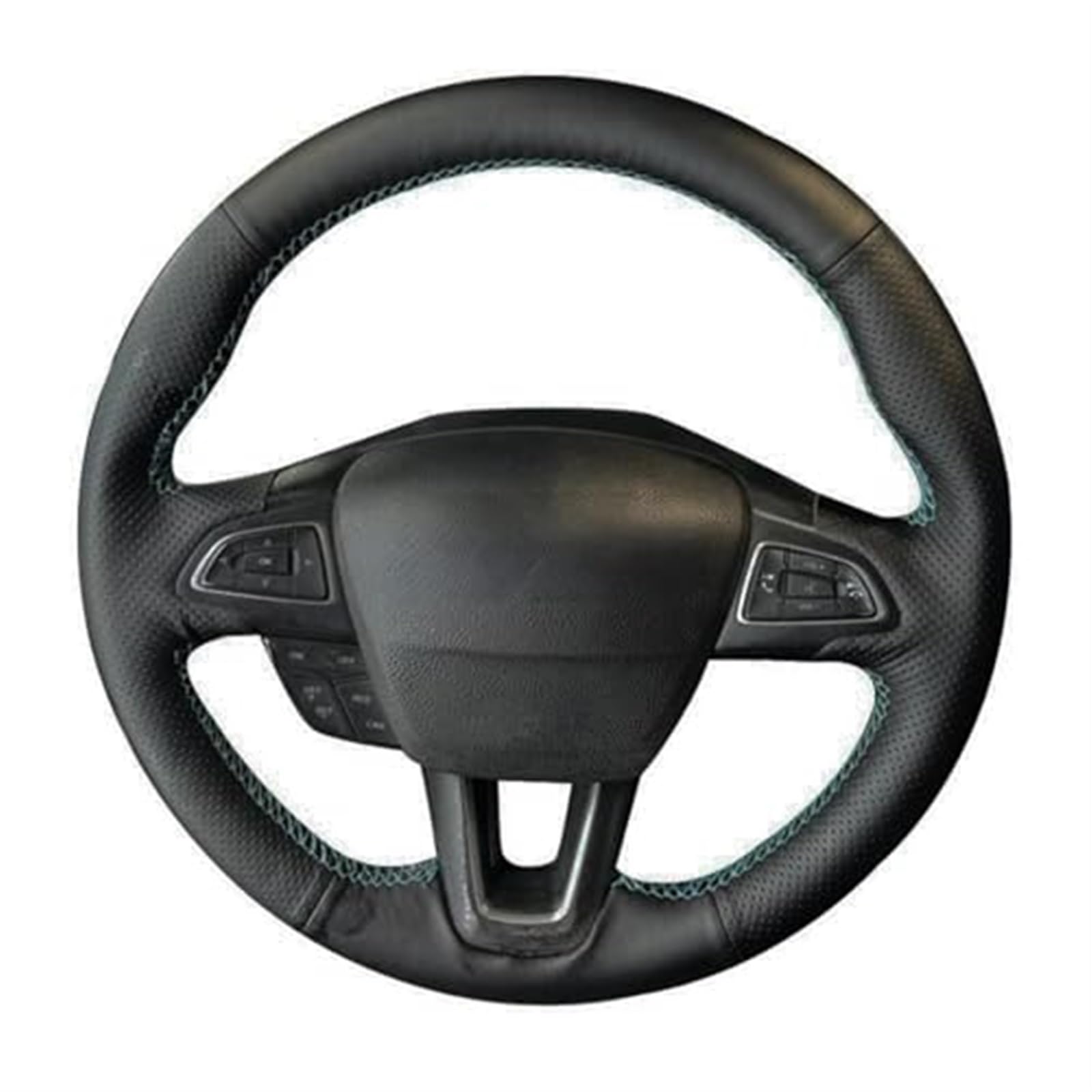 Osłona kierownicy samochodu, do Focusa, 3, do ucieczki, do C-MAX, do Ecosport, do Kuga, antypoślizgowy skórzany oplot samochodowy Osłona kierownicy(BLACK Yellow Thread)