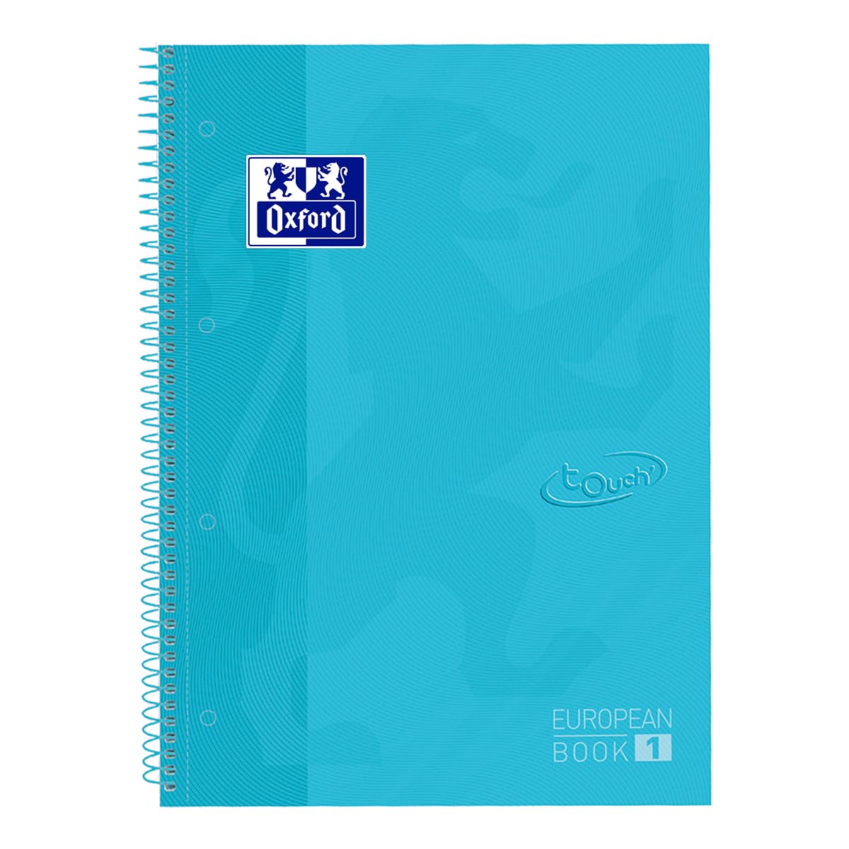 Oxford, Cuaderno A4, cuadrícula 5x5, tapa extradura, microperforado, libreta Europeanbook 1 touch, color azul pastel