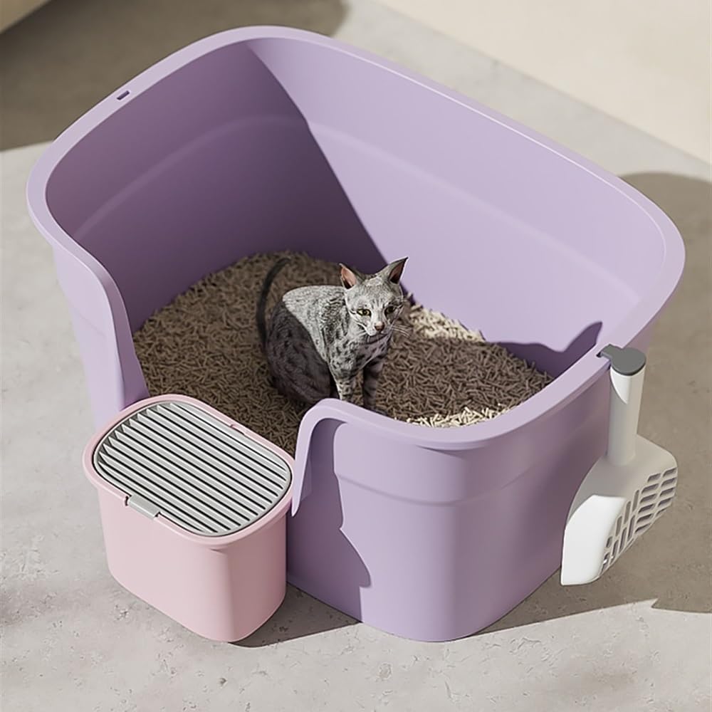 Exclusivo para Gatos y Perros Caja de Arena for Gatos Pared Alta XL, Caja antisalpicaduras for, Bandeja for Lados Altos Grandes, for Varios, Gigante para Interiores(Purple)