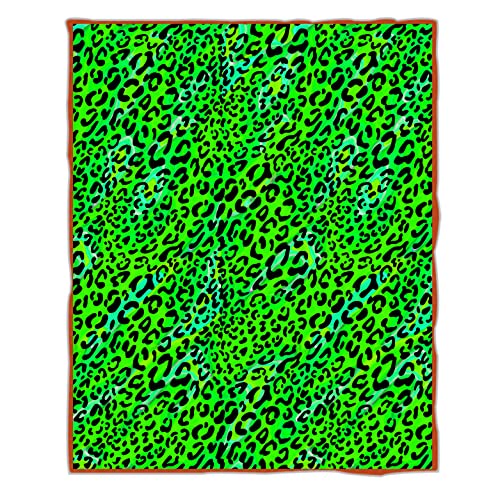 Green Leopard Print Throw Blanket,330Gsm 50"X60" Fuzzy Cozy Comfy Super Soft Green Leopard Fleece Throw Blanket Gifts For Women Kids Boys And Girls #TOP23