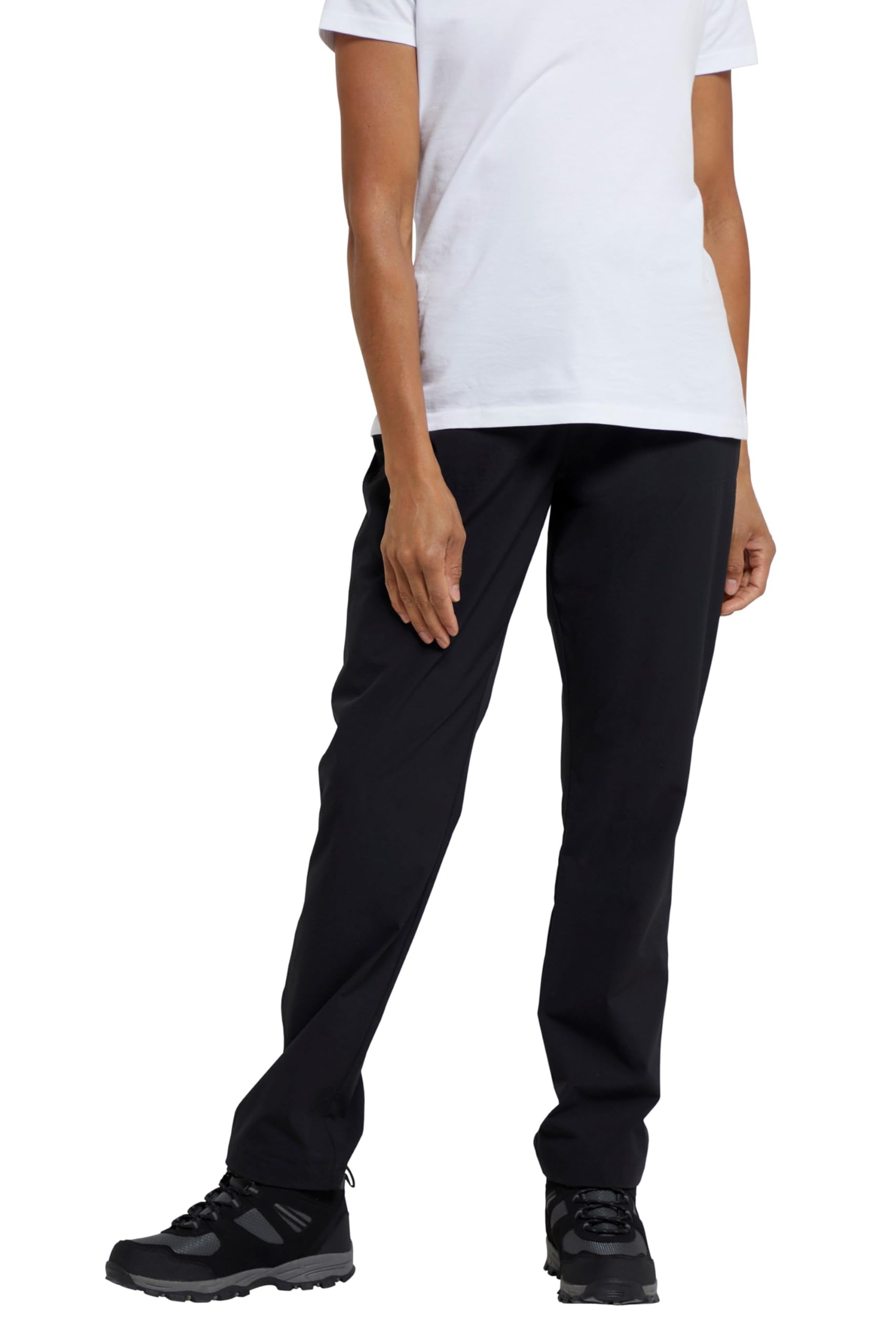 Mountain Warehouse Explorer Womens Trousers - UV Protection Ladies Bottoms, Lightweight, Shrink & Fade Proof, Multiple Pockets - Spring Summer, Outdoors Black (Regular Length) Women's Size 8