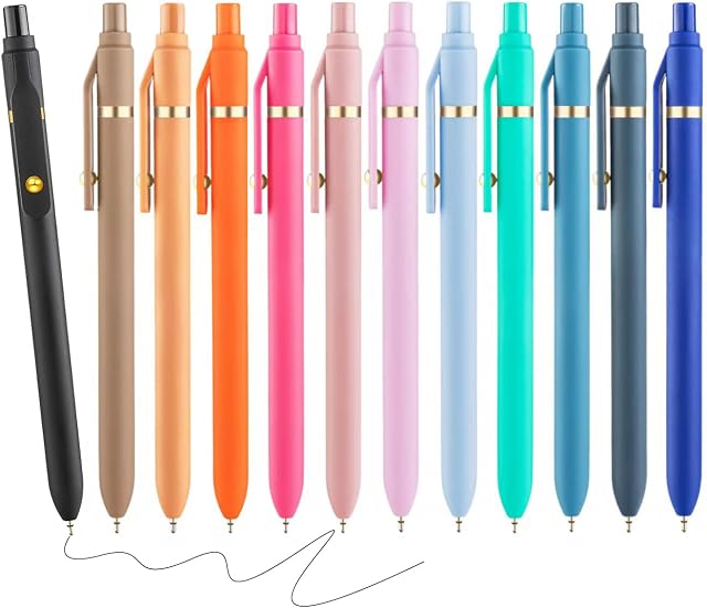 Aozora Pens Ballpoint Super Smooth Writing Pens 12 Pcs Medium Point 1.0mm No Bleed Pen Cute Office School Supplies (12 Pcs-Black Ink)