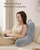 Vista 2 de Blissful Diary Plush Velvet Reading Pillow for Kids/Teens/Adults, Back Rest Pillow for Sitting Up in Bed with Shredded Memory Foam, Includes Arms
