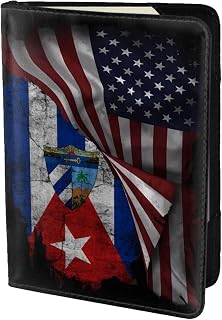 Passport Cover Holder for Travel America and Cuba Cuban flag Wallet Case Passport Book Holders RFID Blocking with Card Boarding Pass Slots Travel Must