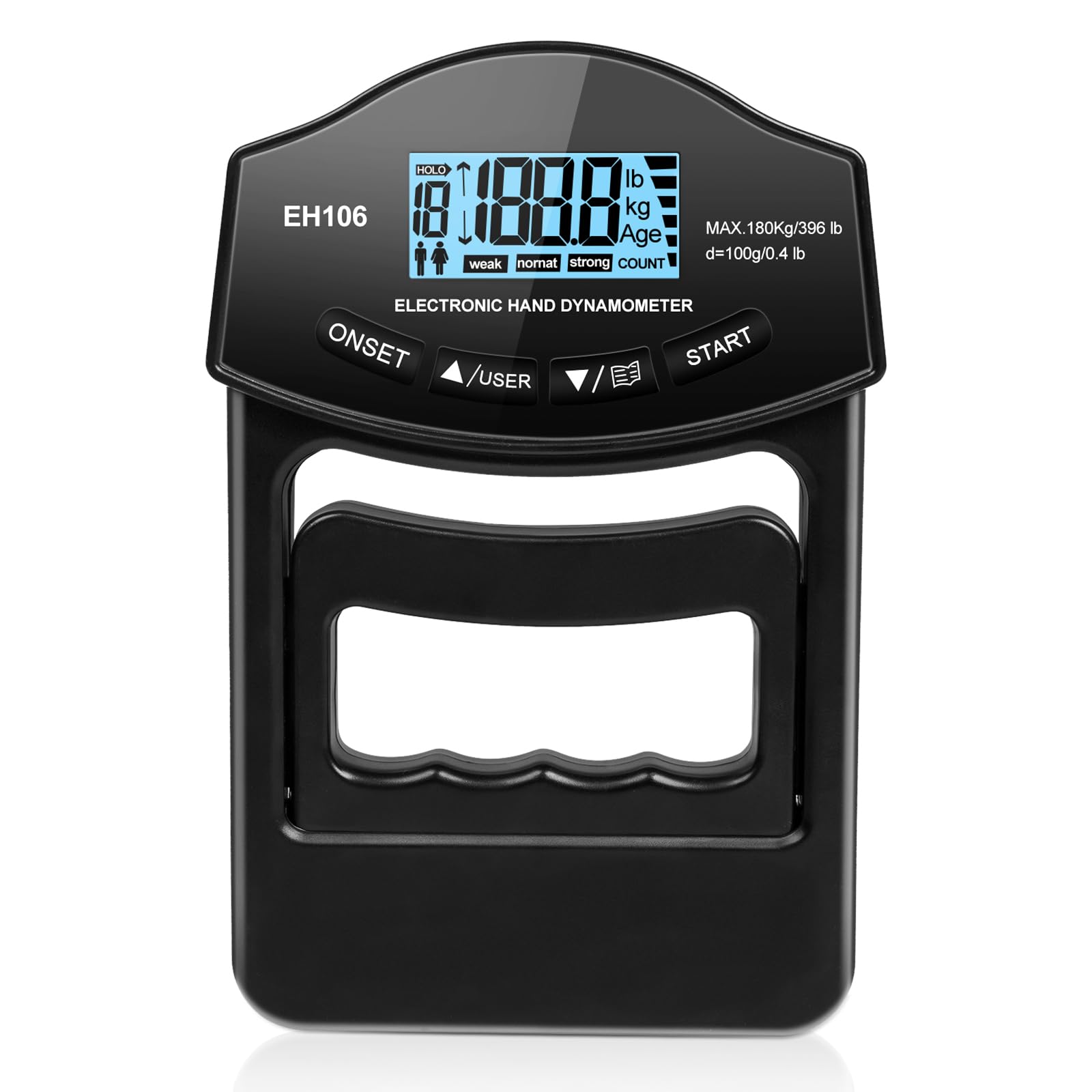 OSDUE Digitaler Handkraftmessgerät, Hand Dynamometer Schwarz, Elektronischer Griffkraft Messer, Griffkraftmessgerät, Grip Strength Trainer Kraftmesser mit USB-Ladekabel