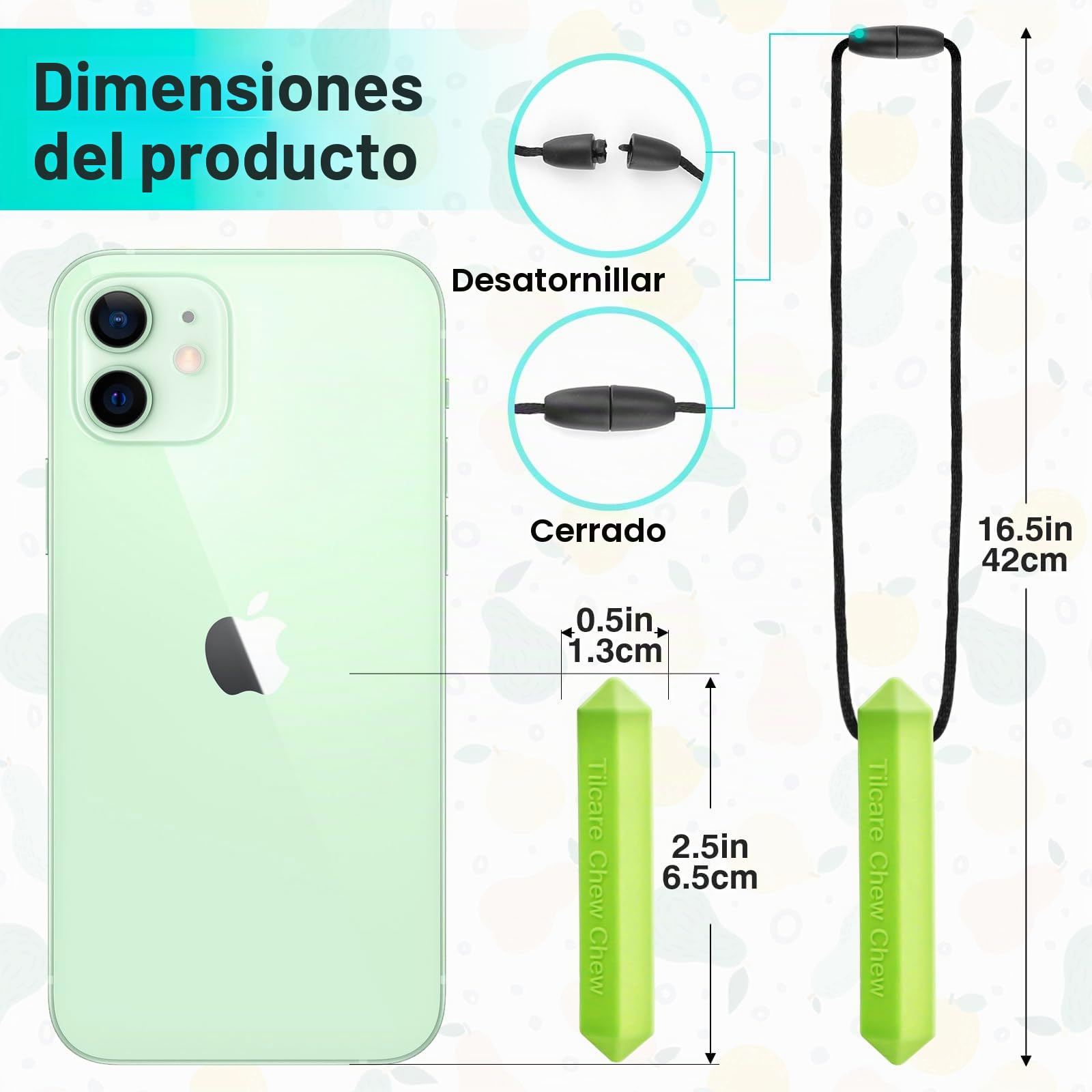 Tilcare Chew Chew Colgante (8 paquetes) - Lo mejor para niños o adultos a los que les gusta morder o tienen autismo - Colgante de silicona para masticar - Colgante masticable para niños y niñas