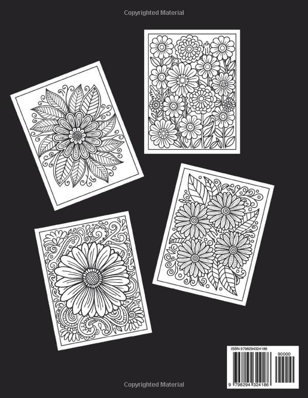 Miniatura 2 de Gel Pen Coloring Book for Adults Flower Bold & Beautiful Floral Designs for Gel Pens, Glitter Pens & Fine Liners 103 Pages Stress Relief &