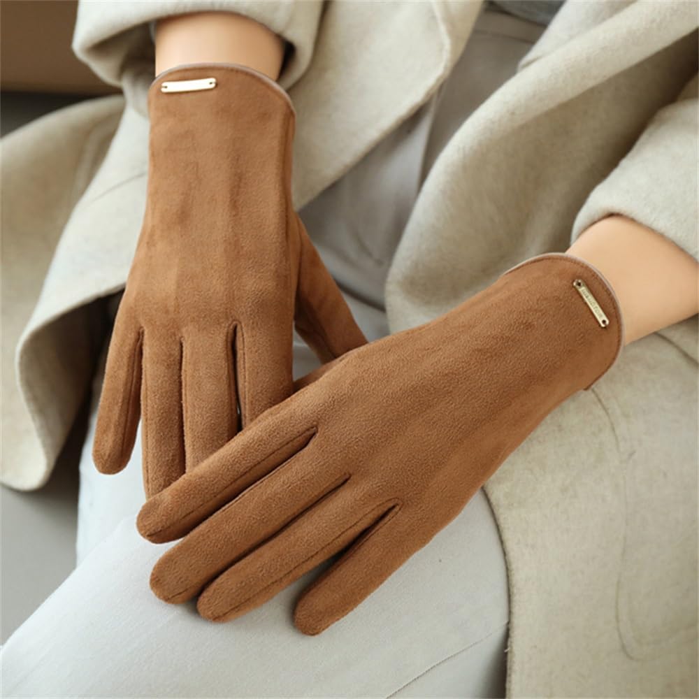 Xzeit Guantes más cálidos, guantes cálidos de invierno, elegantes guantes de conducción de ciclismo de perlas para mujer, guantes de terciopelo grueso para pantalla táctil