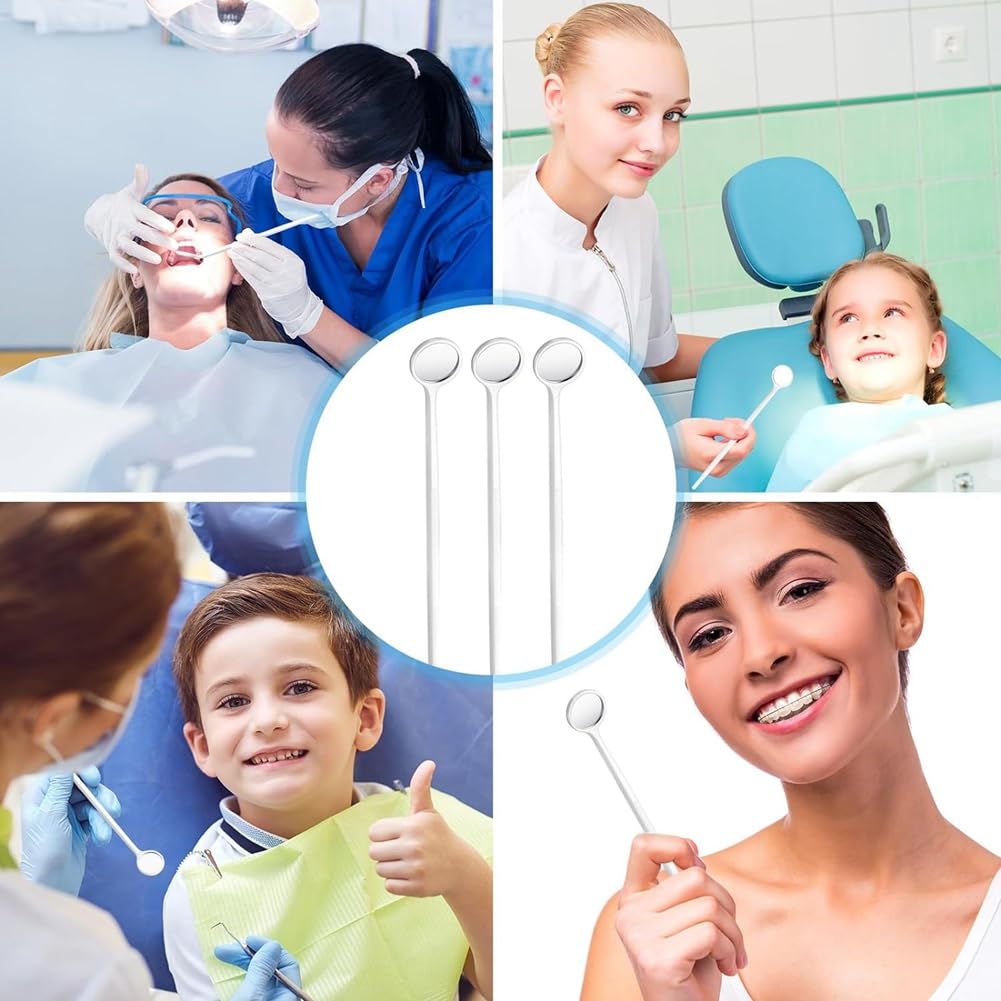 Specchio Dentale USA e Getta da 300 Pezzi Specchietto per Bocca Antiappannamento Specchio Dentale Confezionato Singolarmente per Denti Orali, Bianca