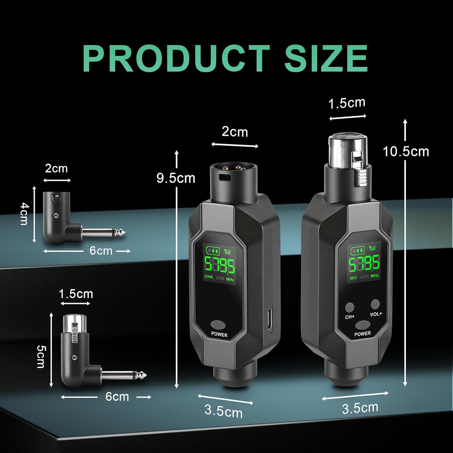 Wireless XLR Transmitter and Receiver UHF wireless microphone adapter for 164ft Range 8-Hours Battery wireless mic adapter for Condenser, Dynamic Mics, Mixer,PA System - Image 3