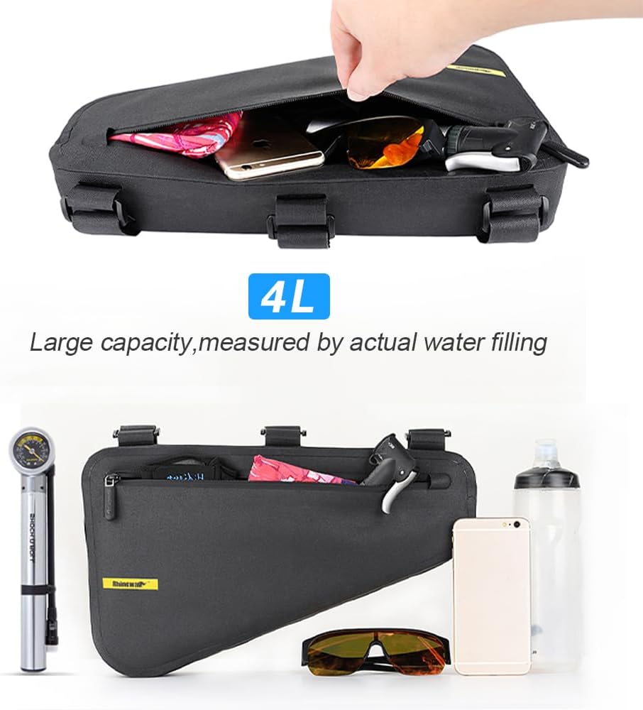 Rhinowalk Bike Frame Bag Bike Triangle Bag Waterproof top Tube Under The Bag, Suitable for Road Mountain Bike Sports, Gravel Bike